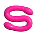 Flexible double-ended dildo in bright pink with smooth rounded tips for versatile pleasure.