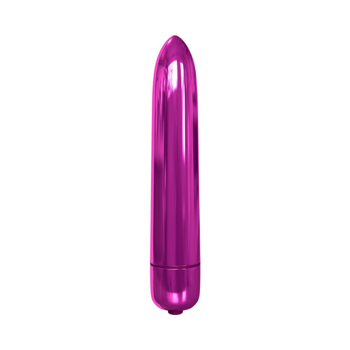 Sleek metallic purple bullet vibrator with smooth tapered tip and compact design.