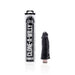Clone-A-Willy Jet Black vibrating silicone dildo mold kit with black silicone replica on white background.