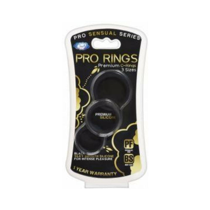 Cloud 9 Pro Sensual Silicone Cock Ring 3 Pack Black - SexToy.com