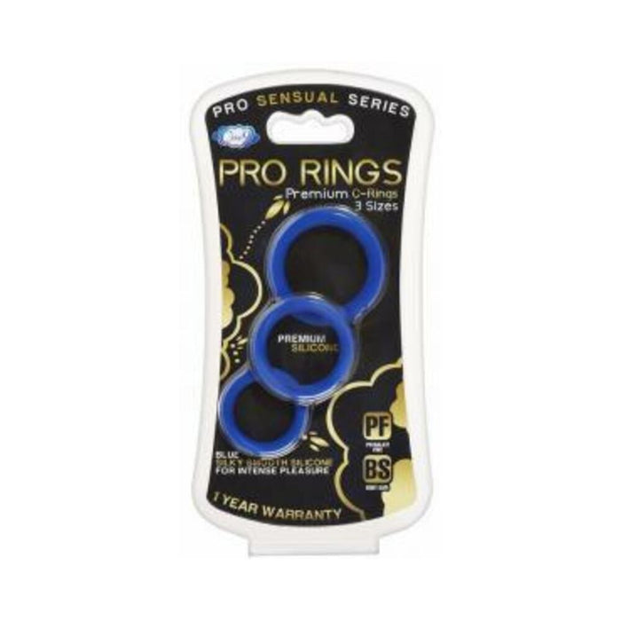 Cloud 9 Pro Sensual Silicone Cock Ring 3 Pack Blue - SexToy.com