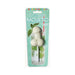 Mojito-flavored novelty lollipop shaped with playful design in clear packaging on mint green background.