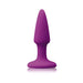 Purple silicone mini plug with tapered tip and flared base for comfortable use.