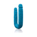 Blue double-ended flexible pleasure toy with textured surface and realistic design.