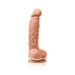Realistic flesh-toned dildo with detailed texture and suction base for hands-free use on white background.