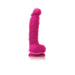 Purple dual-density realistic dildo with suction base, 5 inches in length, detailed texture, and lifelike design.
