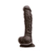 Brown realistic 5-inch dual density silicone dildo with suction cup base for hands-free use.