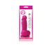 Pink 4-inch realistic silicone dildo with suction base in clear packaging from Colours Pleasures by NS Novelties.