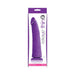 Purple super slim silicone dong with suction base in clear retail packaging labeled Colours Pleasures Thin 8 inches.