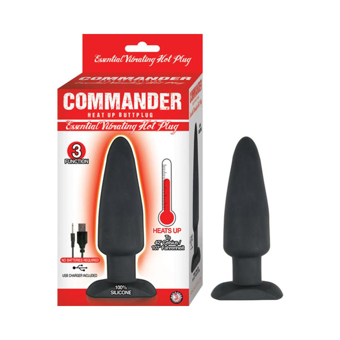 Commander Essential Vibrating Hot Plug Heating Magnetic Charging 3 Function Waterproof Black | SexToy.com