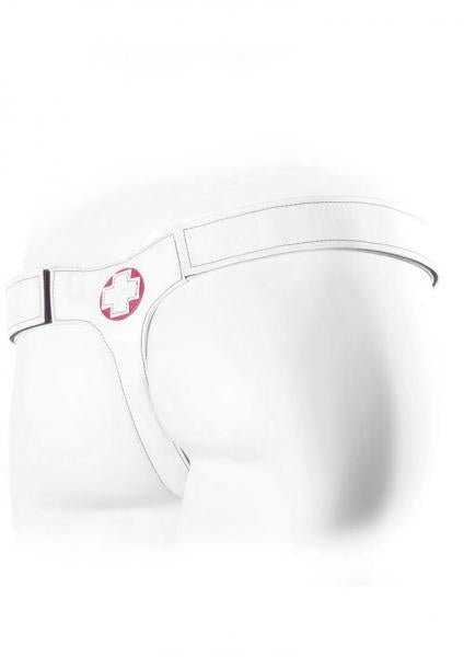 Connoisseur Nurse Single Strap Harness White And Red | SexToy.com