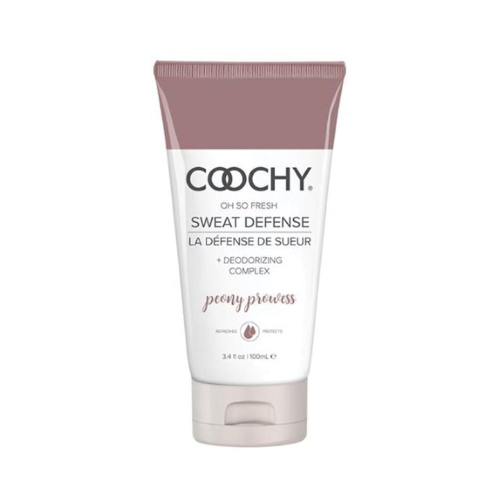 COOCHY Sweat Defense Protection Lotion 3.4 oz tube in Peony Prowess scent with deodorizing complex packaging
