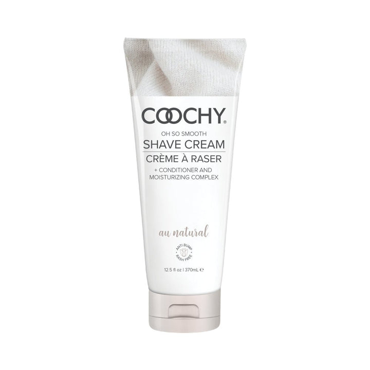 COOCHY Au Natural Shave Cream tube with conditioner and moisturizing complex, 12.5 oz for smooth, rash-free shaving.