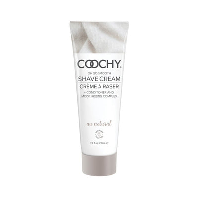 Coochy Au Natural shave cream tube with conditioner and moisturizing complex, 7.2 oz packaging on white background