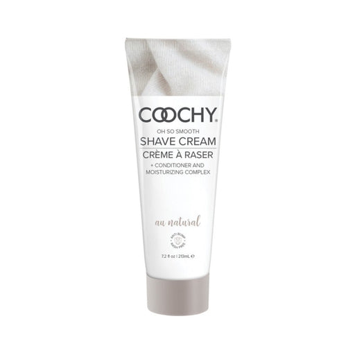 Coochy Au Natural shave cream tube with conditioner and moisturizing complex, 7.2 oz packaging on white background