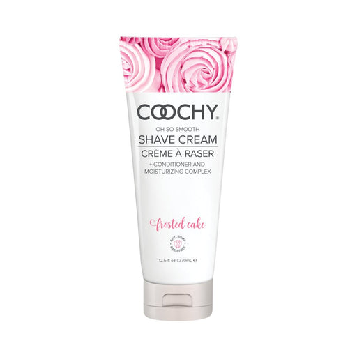COOCHY Frosted Cake shave cream tube with pink frosting design and moisturizing formula text on white background