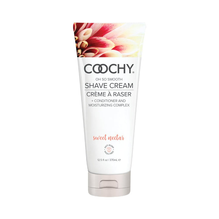 COOCHY Sweet Nectar shave cream tube with floral design, moisturizing formula for smooth, rash-free shaving, 12.5 oz.