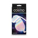 Packaging of Cosmo Bondage Rainbow blindfold featuring a holographic vinyl eye mask with adjustable strap.