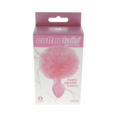 Packaging of Cottontails Bunny Tail silicone plug with soft pink faux fur tail, designed for playful intimate use.