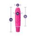 Compact pink textured mini stimulator with size dimensions and insertable length indicated.