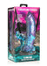 Packaging of Creature Cocks XL Dino-Dick dinosaur silicone dildo in glittery blue and purple with T-Rex illustration.