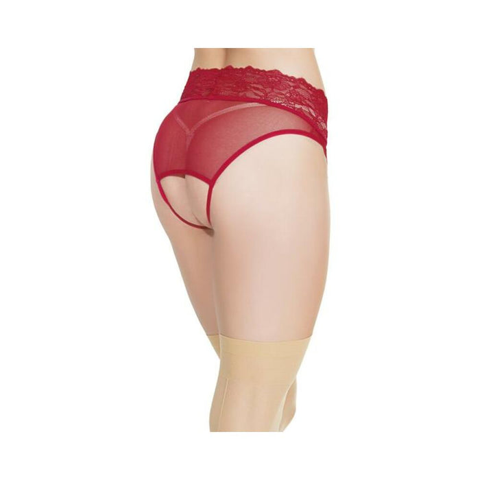 Crotchless Panty W/ Attached Garter Merlot O/s - SexToy.com