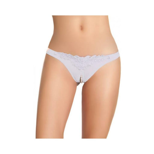Crotchless Thong with Pearls White O/S - SexToy.com