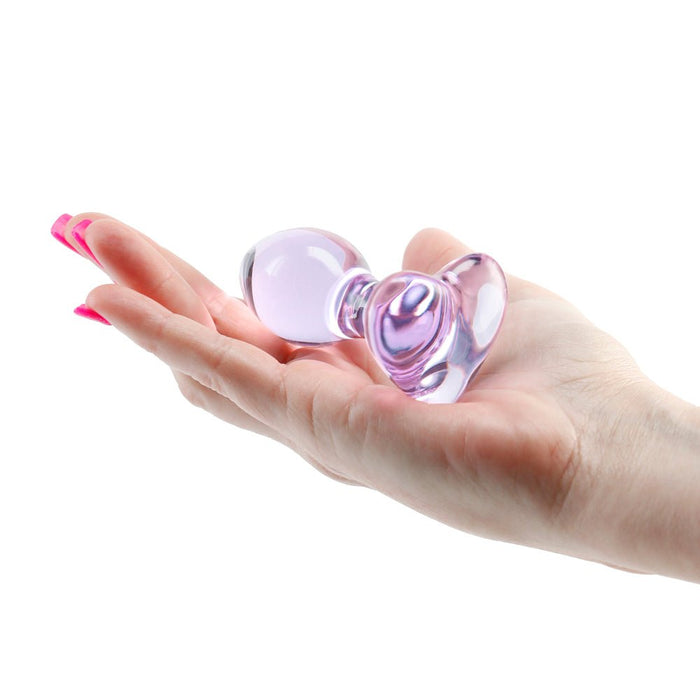 Crystal Heart Glass Anal Plug Purple | SexToy.com