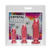 Doc Johnson Crystal Jellies Anal Starter Kit with three graduated pink jelly plugs in small, medium, and large sizes in clear packaging.