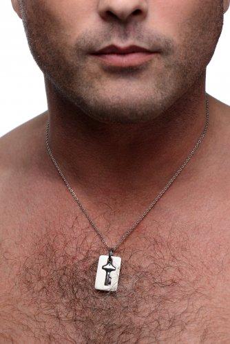Cuffed Locking Bracelet, Key Necklace Tungsten Steel | SexToy.com