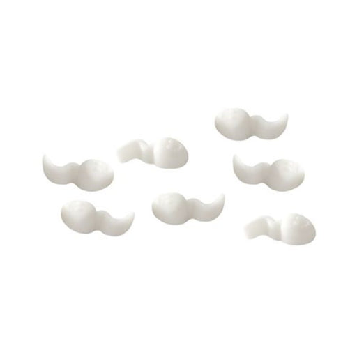 White Pina Colada flavored gummy candies shaped like playful sperm, arranged on a white background.