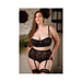Curve Chloe Keyhole Contour Bra & Gartered High-Waisted Panty Black 1X/2X - SexToy.com
