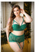 Curve Nadine Longline Contour Cup Bra, High Waist Panty w/Removable Garters Emerald 3X/4X - SexToy.com