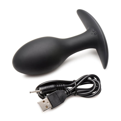 Curve Toys Rooster Rumbler Vibrating Silicone Anal Plug Large Black - SexToy.com