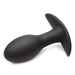 Black medium-sized silicone vibrating anal plug with flared base, smooth curved design for comfortable use.