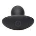 Black silicone medium-sized vibrating anal plug with flared base and power button detail, shown on white background.