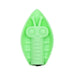 Green silicone vibrating toy shaped like a playful insect resting on a leaf with textured details.