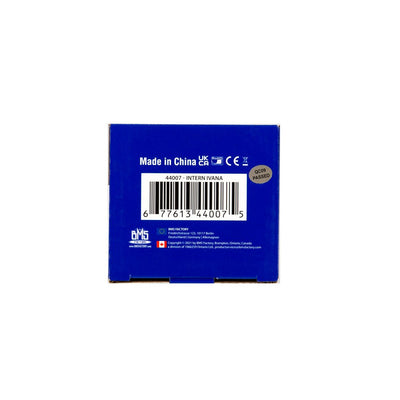 Blue product packaging box back with barcode and manufacturing details for Cutie Pies Trainer Tamara Stroker.