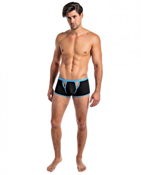 Cutting Edge Cutout Mini Shorts Black Turquoise S | SexToy.com