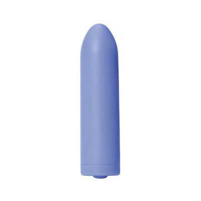 Compact periwinkle bullet vibrator with smooth, sleek design and rounded tip for discreet, portable pleasure.