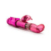Fuchsia pink G-spot vibrator with dolphin-shaped clitoral stimulator and rotating pleasure beads on a white background.