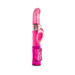 Fuchsia pink G-spot vibrator with rotating beads and dolphin-shaped clitoral stimulator, featuring control buttons on the handle.