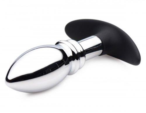 Dark Stopper Metal And Silicone Anal Plug Silver | SexToy.com