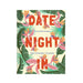 Hardcover couples journal titled Date Night In with colorful tropical leaves and flowers on the cover.