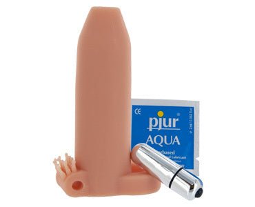 Deemun Penis Girth Enhancer Vibrating 6 Inches Beige | SexToy.com