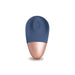 Compact blue and rose gold silicone Deia The Arouser with a smooth, curved design for external stimulation.