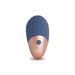 Compact blue and rose gold silicone clitoral stimulator with single button control and sleek ergonomic design.