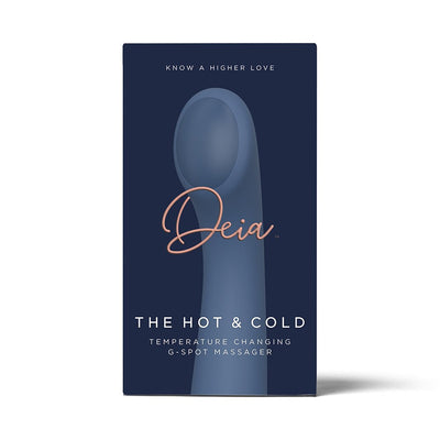 Deia Hot & Cold Silicone G-Spot Massager packaging in navy blue with product image and branding text.