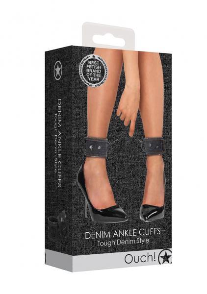 Denim Ankle Cuffs - Roughend Denim Style - Black | SexToy.com