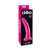 Packaging box of Dillio Slim 7 Purple with image of a slim, curved purple adult toy with suction-cup base.
